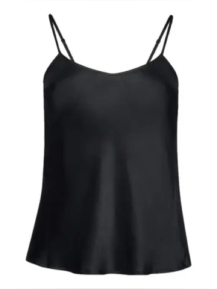 Lovli Black 100% Silk Cami Top - Classic Women’s Slip Tank Camisole Mrsp $90